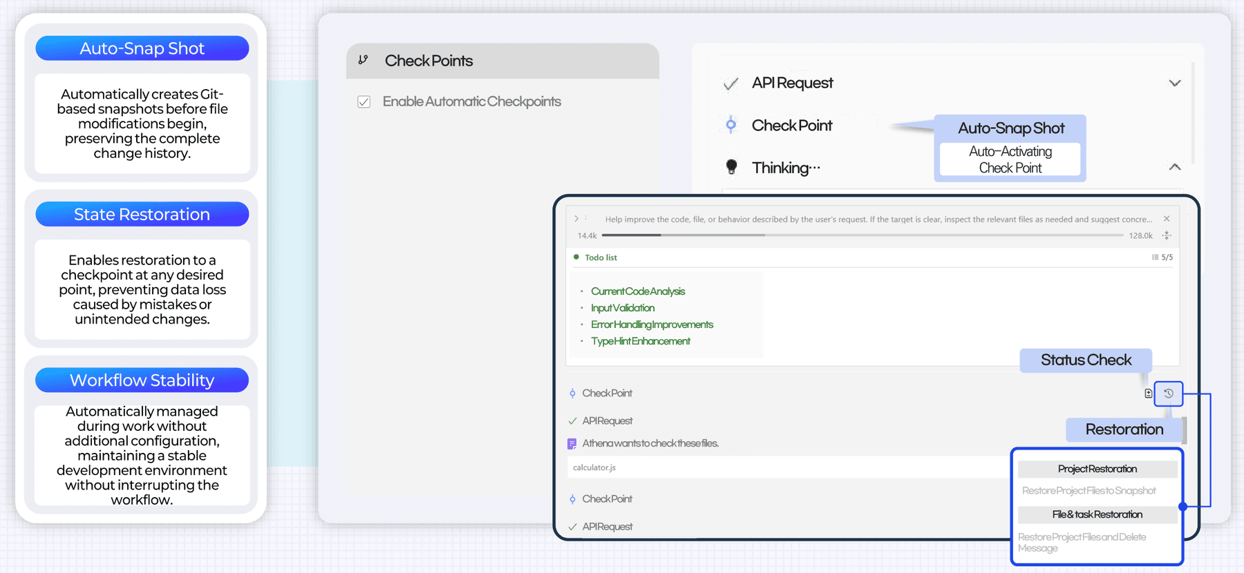Automatic checkpoint settings screen
